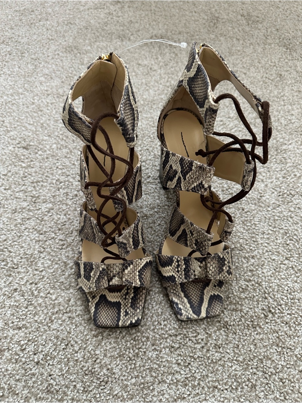 Banana Republic Python-Print Leather Block Heel Gladiator Sandals - Picture 5 of 11